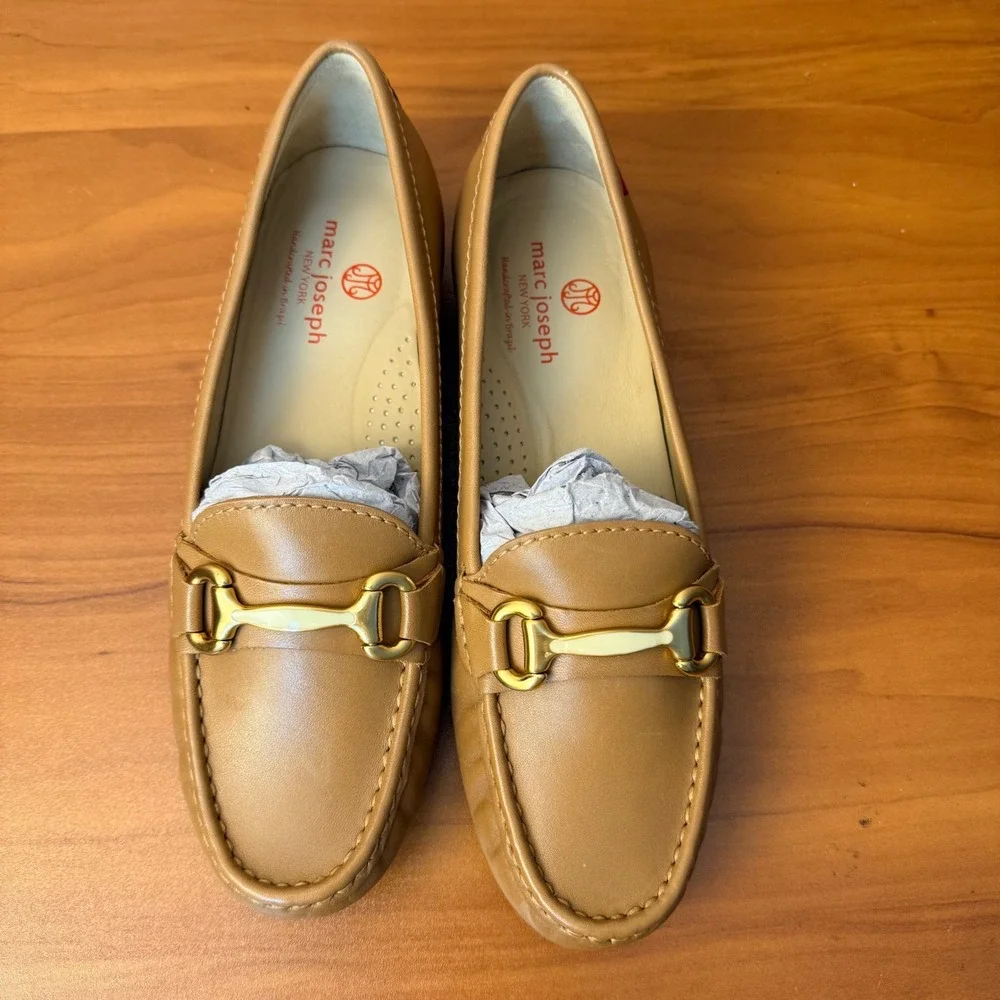 Marc Joseph New York Grand St Tan Leather Horsebit Loafers Womens 8.5 Brazil